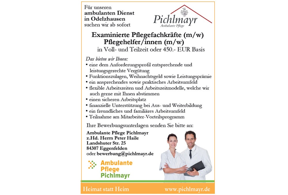 Pichlmayr Pflegedienst – Anzeigengestaltung