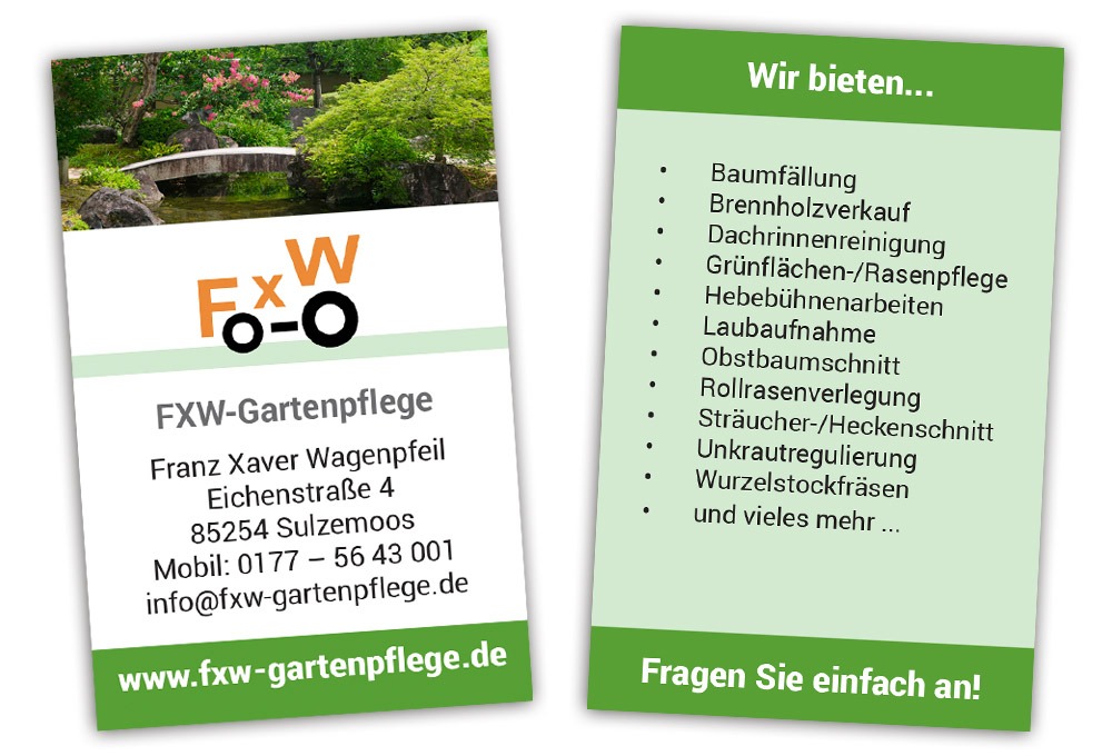 FXW-Gartenpflege – Visitenkarten