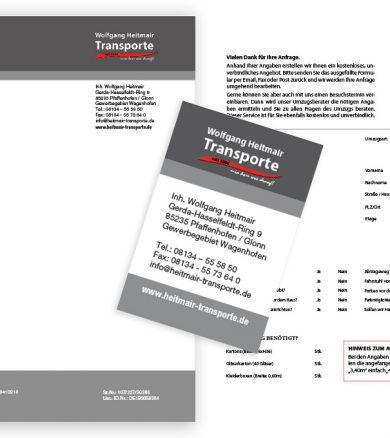 Geschäftsausstattung für Heitmair Transporte
