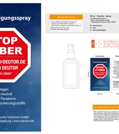 Etiketten für Handdesinfektionsspray Firma Deutor