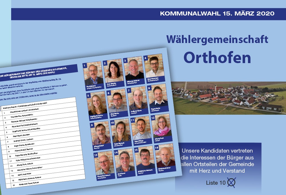 Prospekt DIN A4 4-seitig für Wählergemeinschaft Orthofen