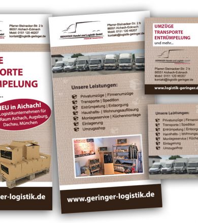 Logistik Geringer – Flyer, diverse Ausführungen