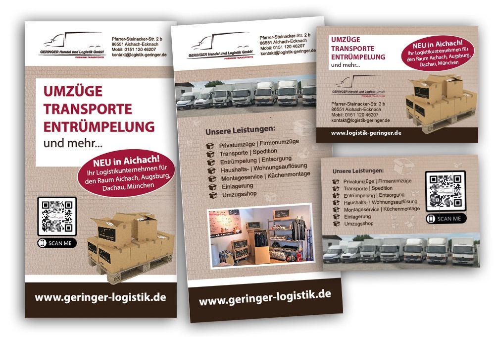 Logistik Geringer – Flyer, diverse Ausführungen