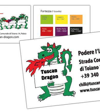 Tuscan Dragon Chili – Visitenkarten & Schärfegrade Kärtchen